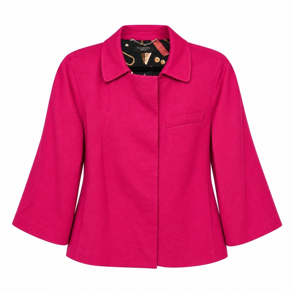 Talbots Parisian Chic Coquette Swing Jacket Women L Preppy Quiet Luxury Parisian